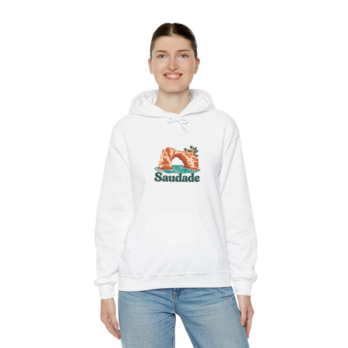 Portugal Hoodie | Algarve Sea Arch | Saudade | Country Travel Gift — on-model-98429 — View 10
