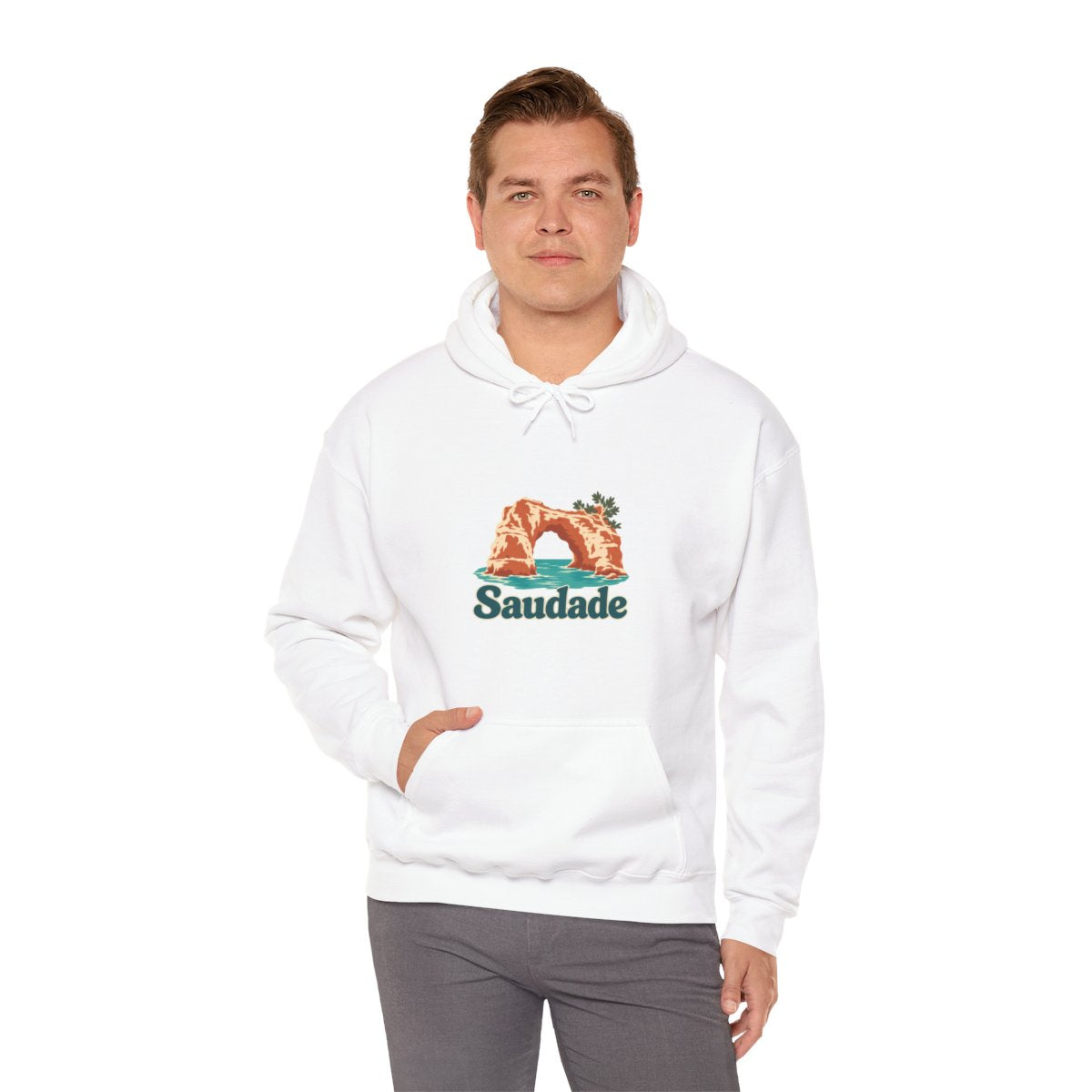 Portugal Hoodie | Algarve Sea Arch | Saudade | Country Travel Gift — on-model-98430 — View 13