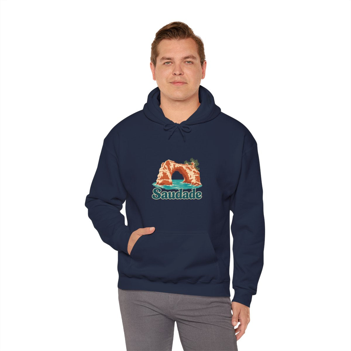 Portugal Hoodie | Algarve Sea Arch | Saudade | Country Travel Gift — on-model-98430 — View 15