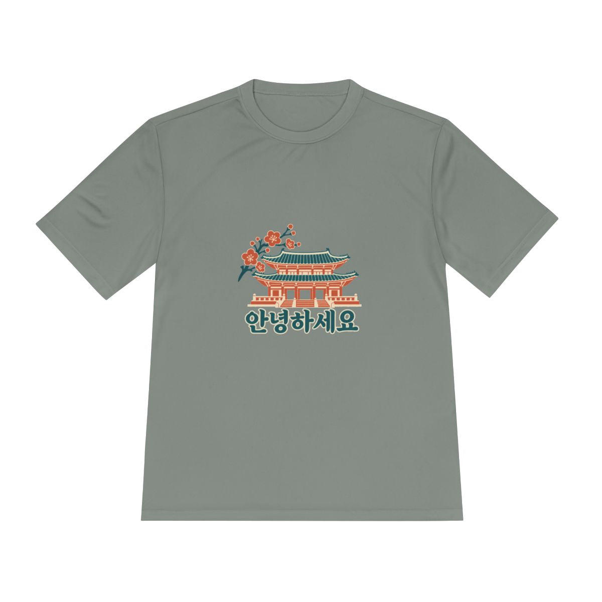 South Korea Performance T-Shirt | Palace and Blossoms | 안녕하세요 | Country Travel Gift — front — View 15