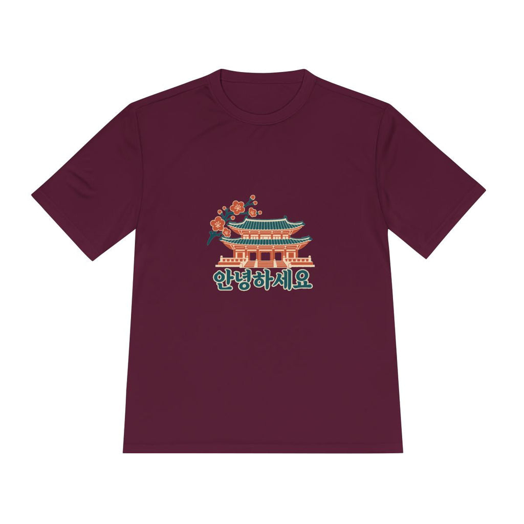 South Korea Performance T-Shirt | Palace and Blossoms | 안녕하세요 | Country Travel Gift — front — View 19