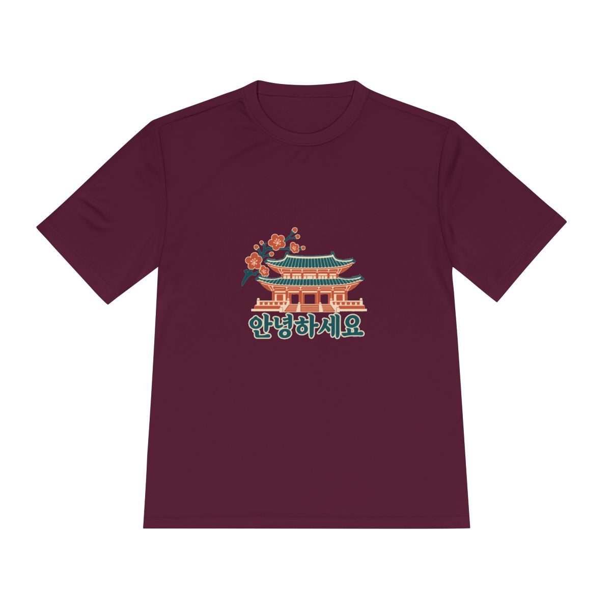 South Korea Performance T-Shirt | Palace and Blossoms | 안녕하세요 | Country Travel Gift — front — View 19
