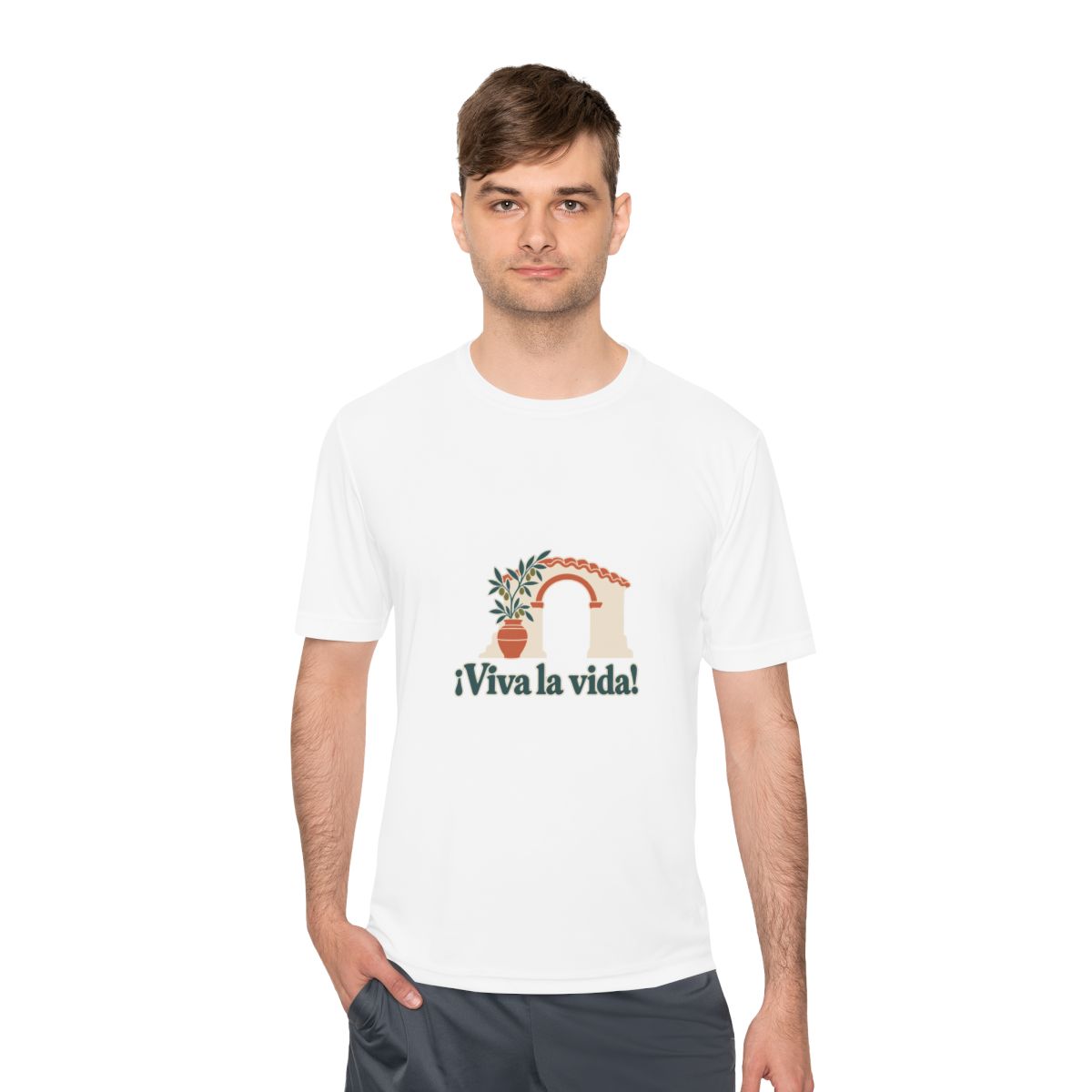 Spain Performance T-Shirt | Andalusian Arch | ¡Viva la vida! | Country Travel Gift — person-1 — View 02
