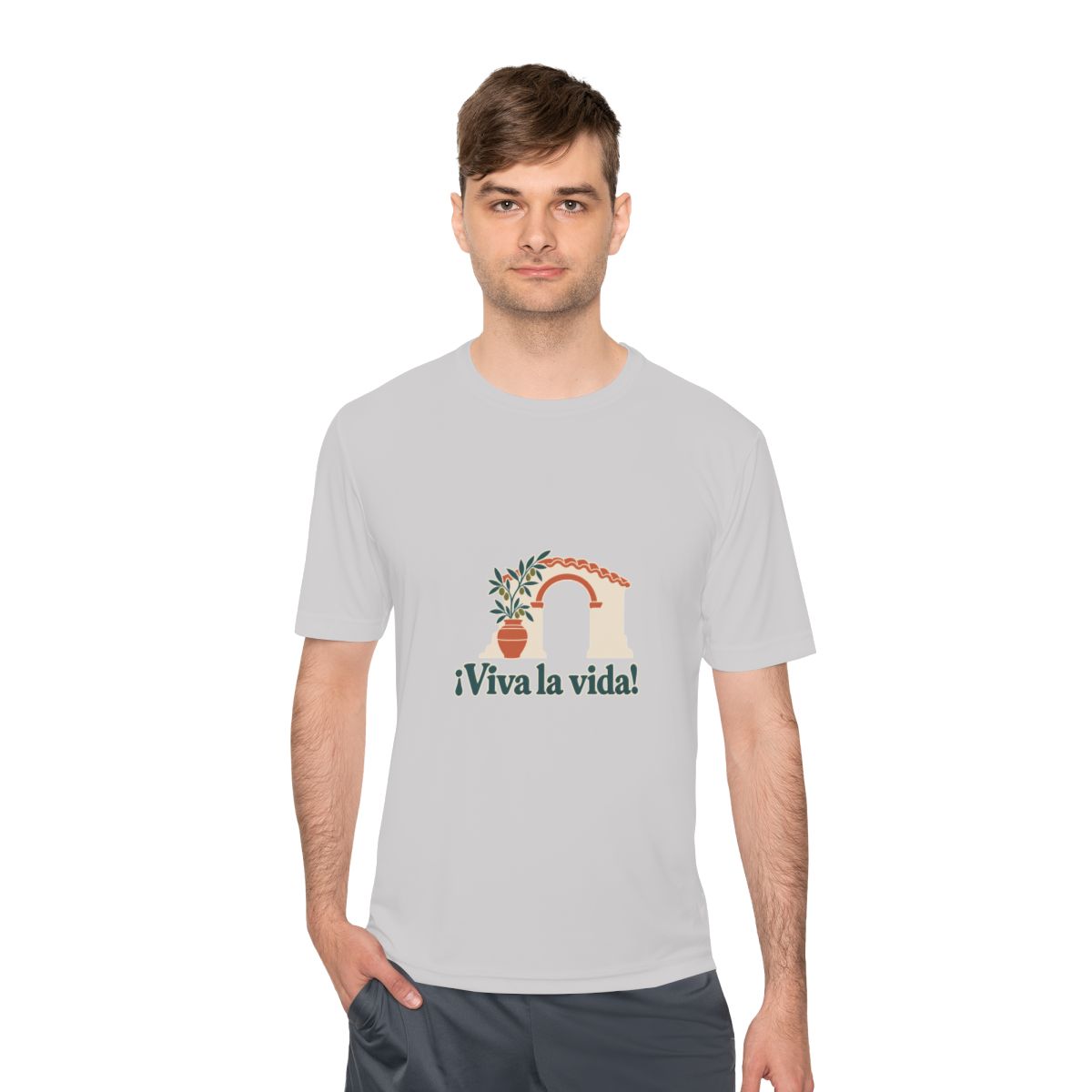 Spain Performance T-Shirt | Andalusian Arch | ¡Viva la vida! | Country Travel Gift — person-1 — View 04