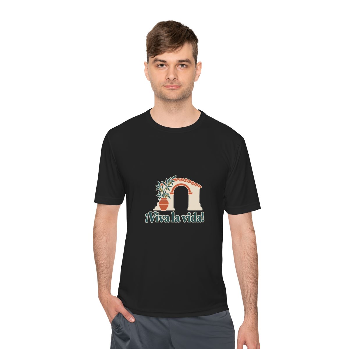 Spain Performance T-Shirt | Andalusian Arch | ¡Viva la vida! | Country Travel Gift — person-1 — View 06