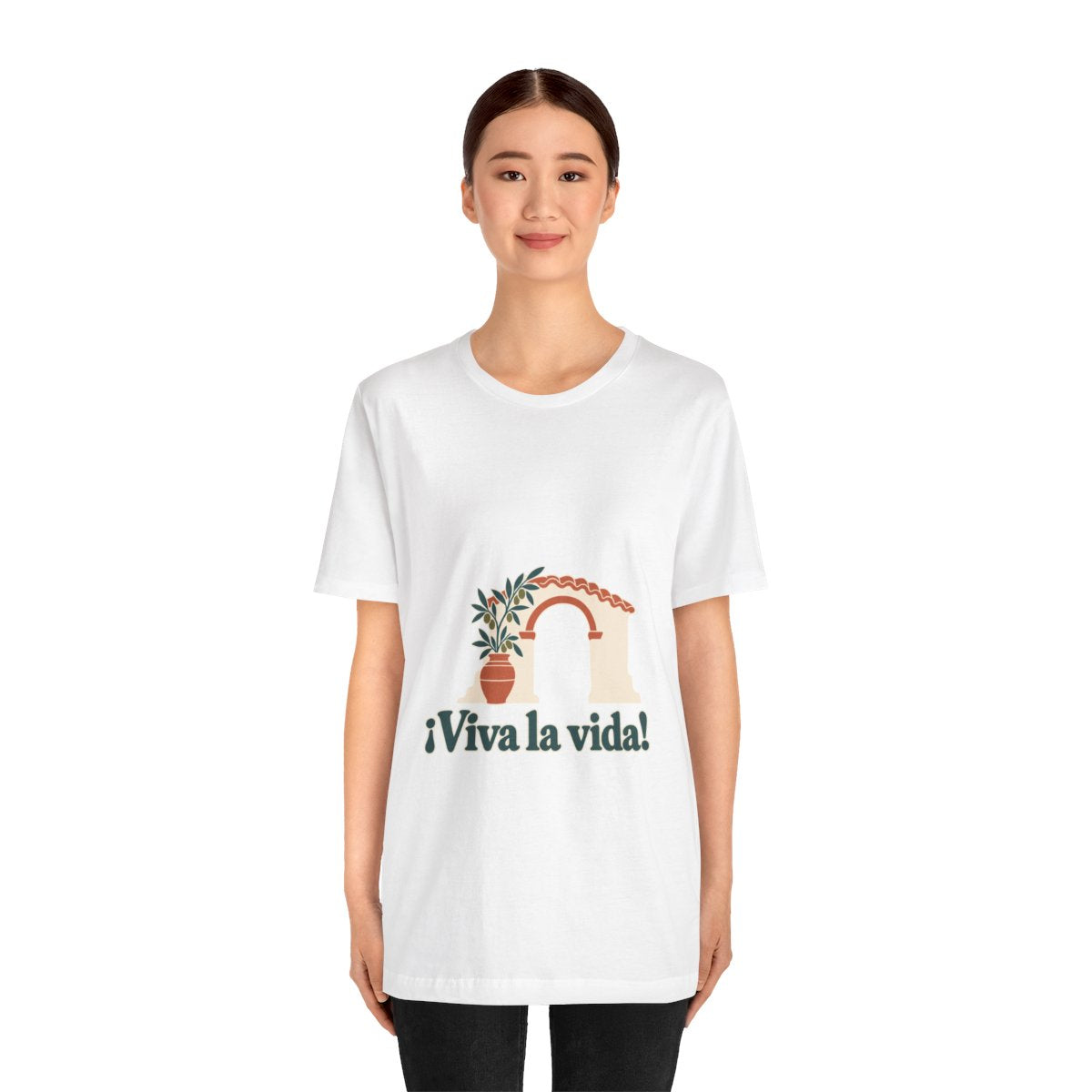 Spain Cotton T-Shirt | Andalusian Arch | ¡Viva la vida! | Country Travel Gift — person-1 — View 04