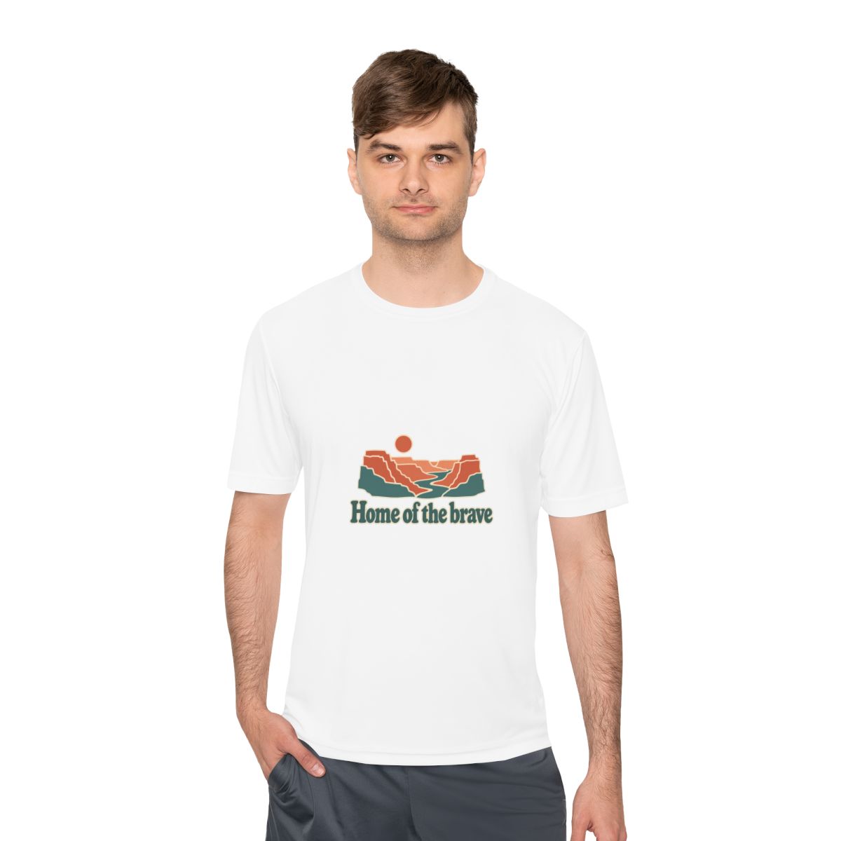 USA Performance T-Shirt | Grand Canyon | Home of the brave | Country Travel Gift — person-1 — View 02