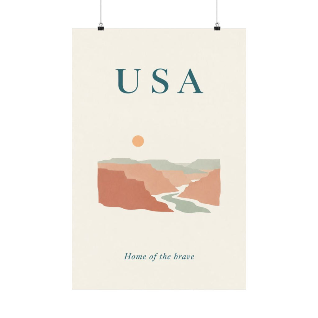 USA Matte Poster | Grand Canyon | Home of the brave | Country Travel Gift — front — View 01