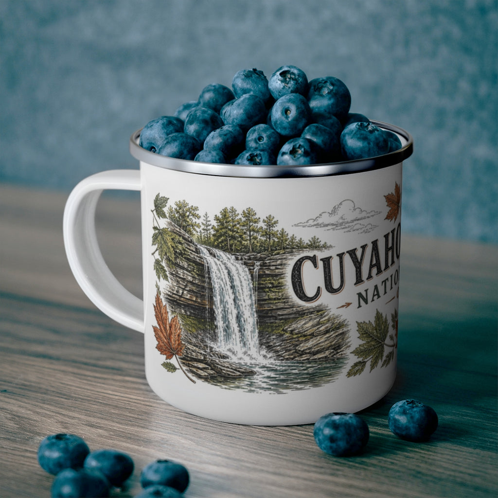 Cuyahoga Valley National Park enamel camping mug outdoor lifestyle scene