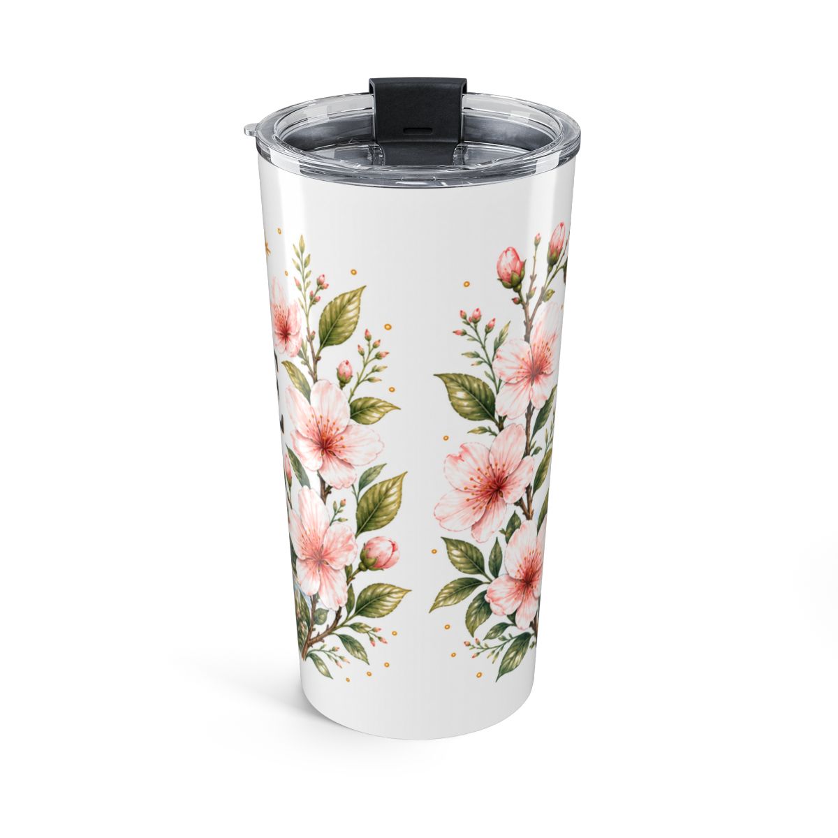 Delaware State Flower Tumbler | Peach Blossom Botanical Travel Cup | 20oz Stainless Steel Gift — back