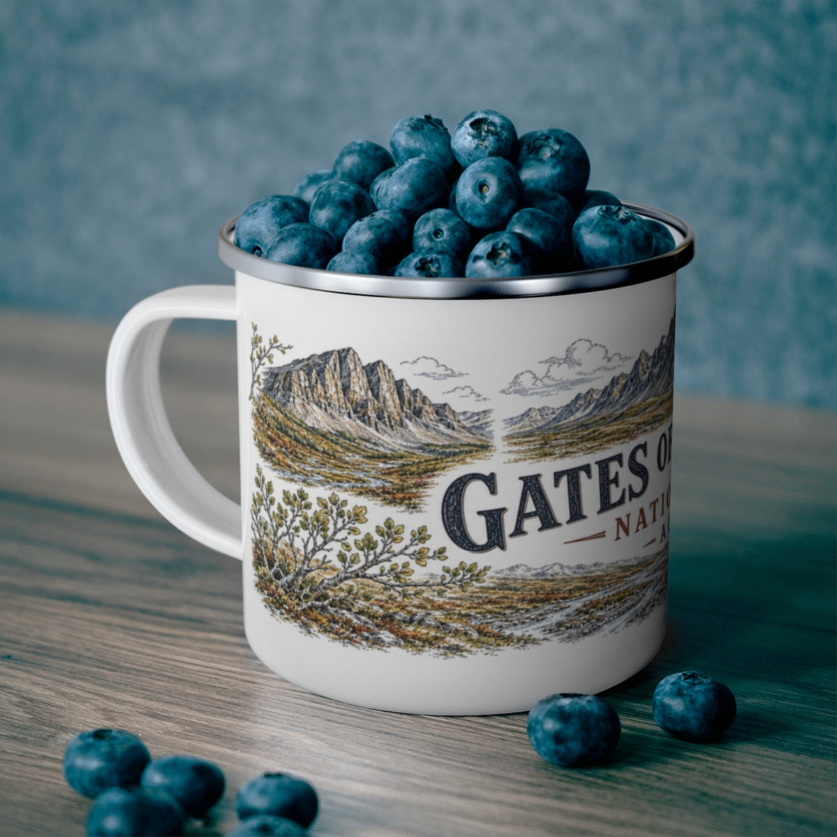 Gates of the Arctic National Park enamel camping mug outdoor lifestyle scene