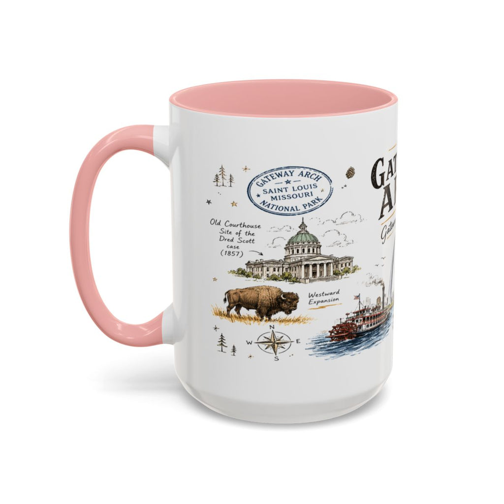 Gateway Arch National Park Coffee Mug | Missouri St. Louis Landmark Gift | Accent Color Ceramic 11oz 15oz
