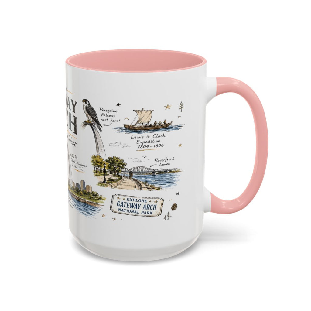 Gateway Arch National Park Coffee Mug | Missouri St. Louis Landmark Gift | Accent Color Ceramic 11oz 15oz