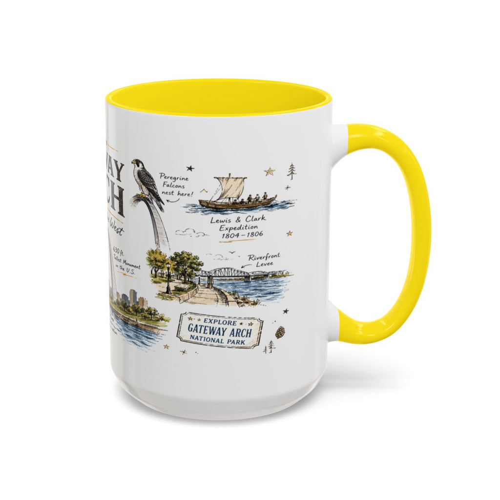 Gateway Arch National Park Coffee Mug | Missouri St. Louis Landmark Gift | Accent Color Ceramic 11oz 15oz