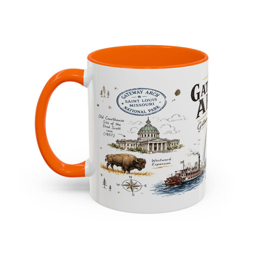 Gateway Arch National Park Coffee Mug | Missouri St. Louis Landmark Gift | Accent Color Ceramic 11oz 15oz