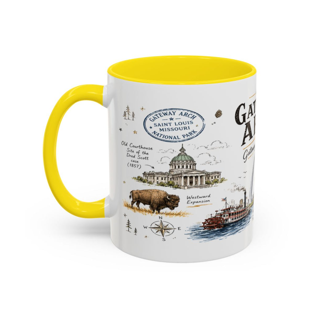 Gateway Arch National Park Coffee Mug | Missouri St. Louis Landmark Gift | Accent Color Ceramic 11oz 15oz