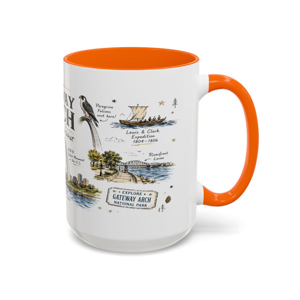 Gateway Arch National Park Coffee Mug | Missouri St. Louis Landmark Gift | Accent Color Ceramic 11oz 15oz