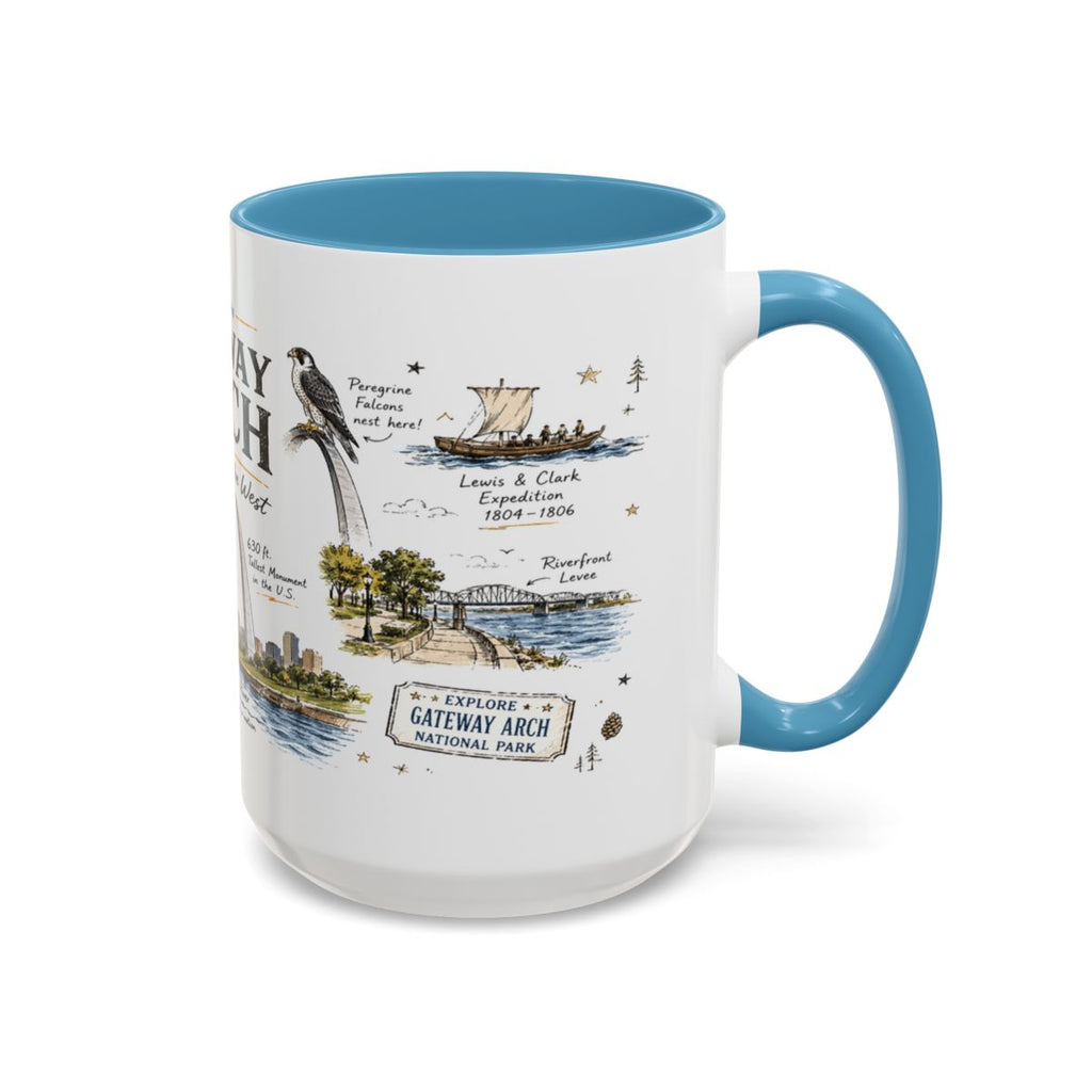 Gateway Arch National Park Coffee Mug | Missouri St. Louis Landmark Gift | Accent Color Ceramic 11oz 15oz