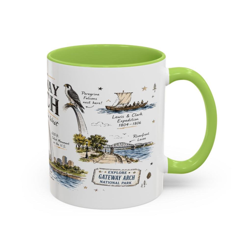 Gateway Arch National Park Coffee Mug | Missouri St. Louis Landmark Gift | Accent Color Ceramic 11oz 15oz
