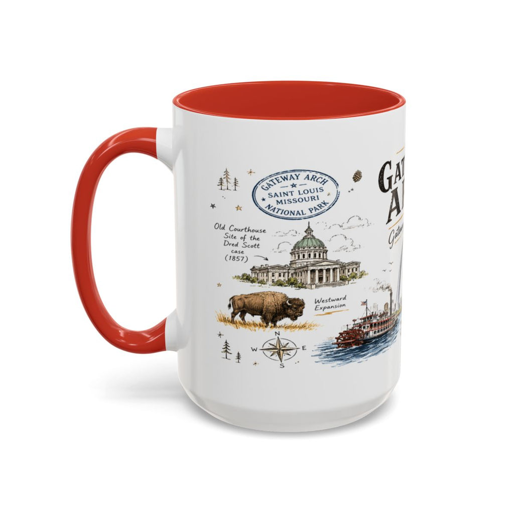 Gateway Arch National Park Coffee Mug | Missouri St. Louis Landmark Gift | Accent Color Ceramic 11oz 15oz