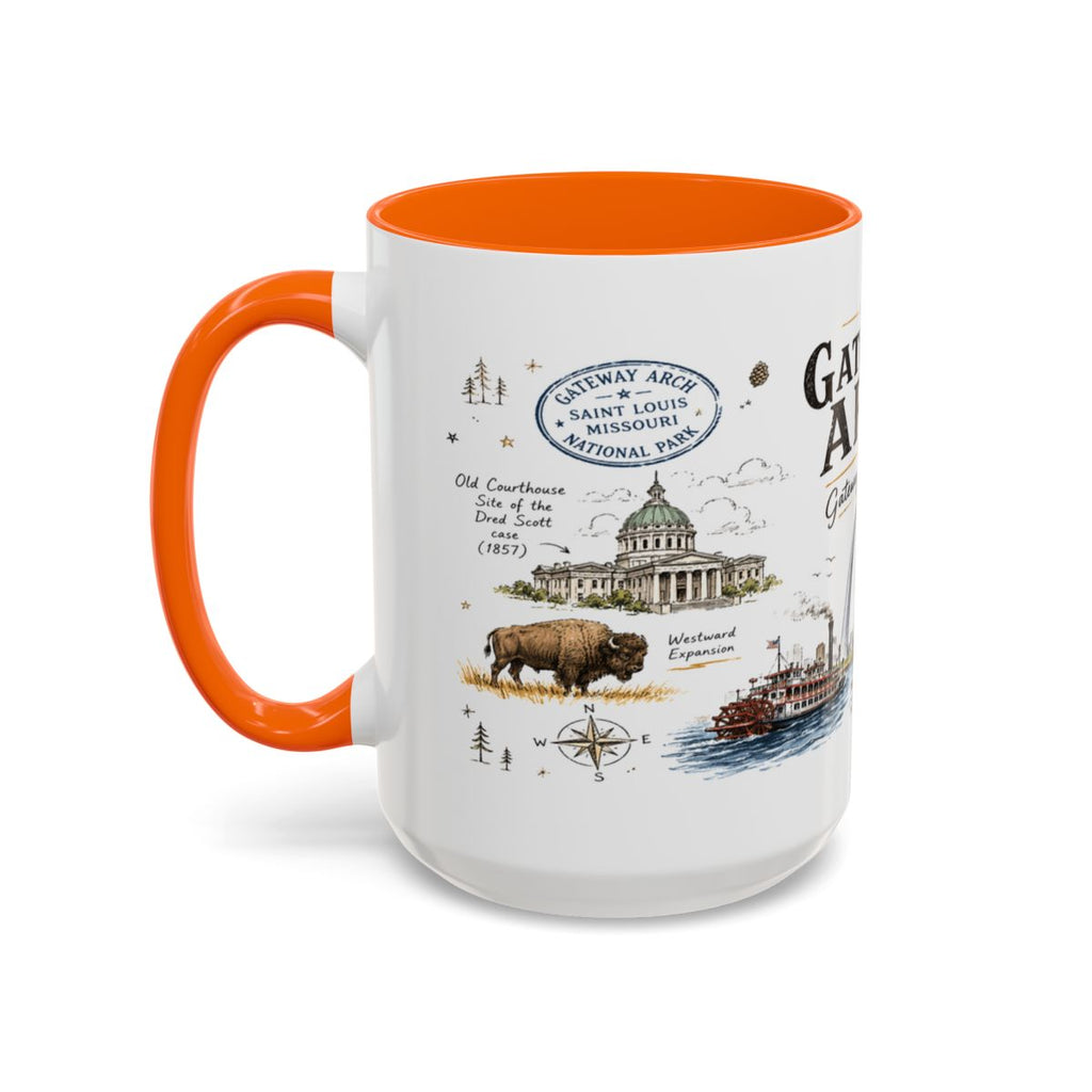 Gateway Arch National Park Coffee Mug | Missouri St. Louis Landmark Gift | Accent Color Ceramic 11oz 15oz