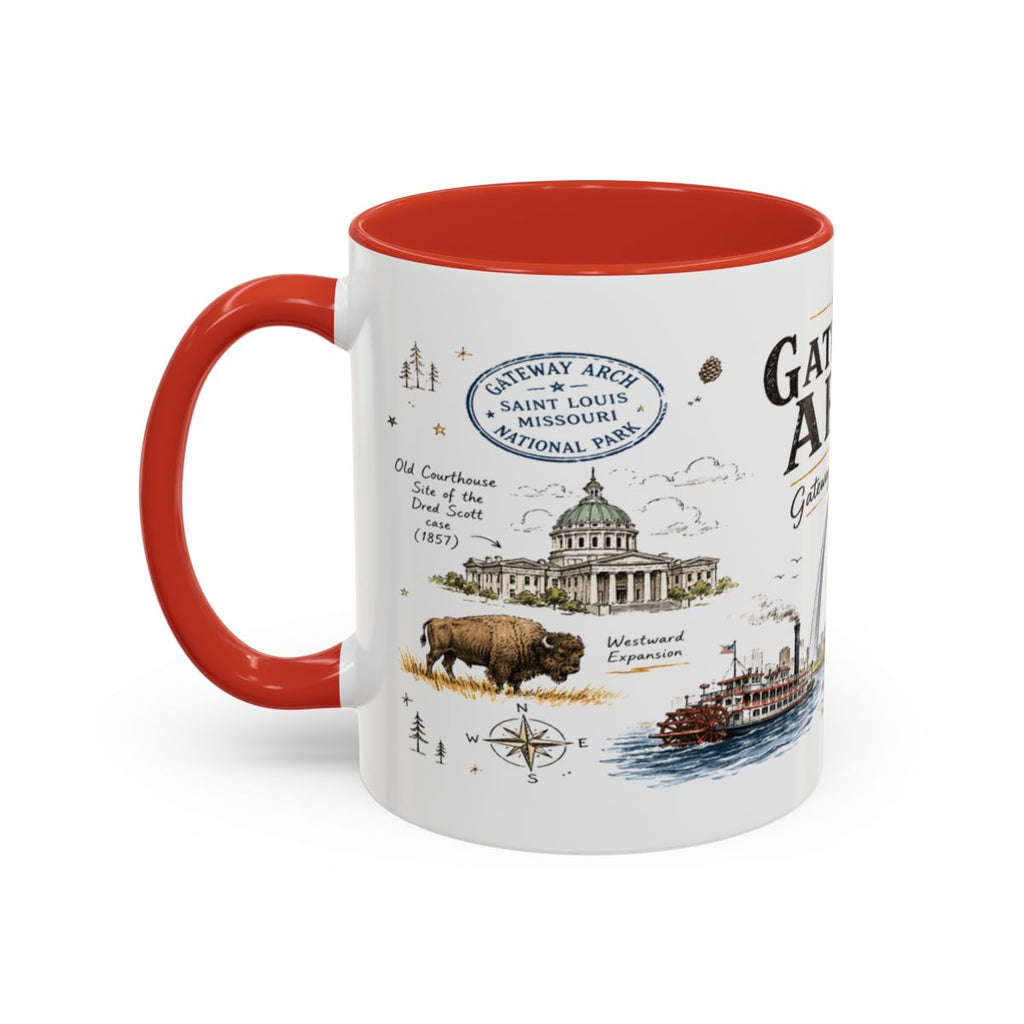 Gateway Arch National Park Coffee Mug | Missouri St. Louis Landmark Gift | Accent Color Ceramic 11oz 15oz