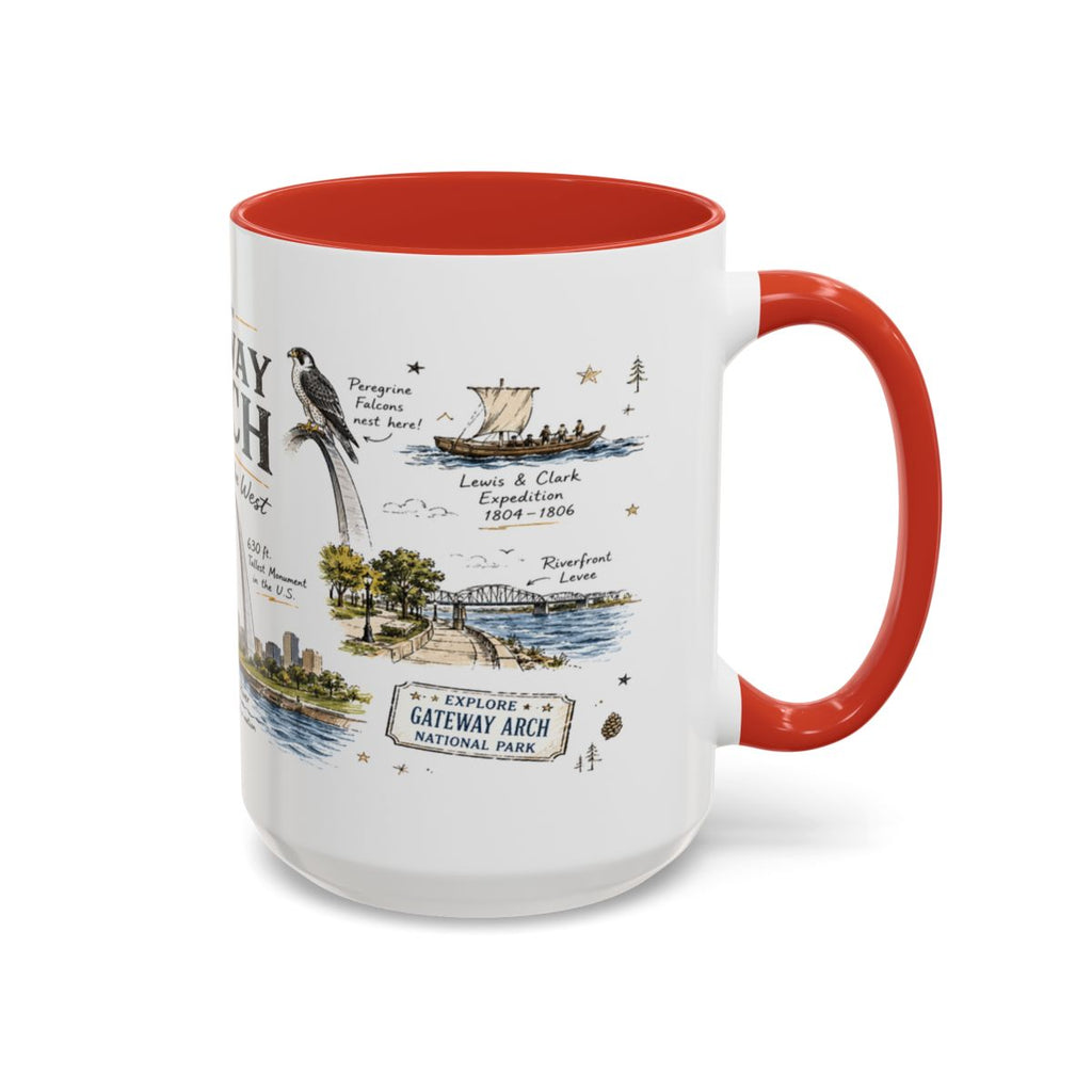 Gateway Arch National Park Coffee Mug | Missouri St. Louis Landmark Gift | Accent Color Ceramic 11oz 15oz