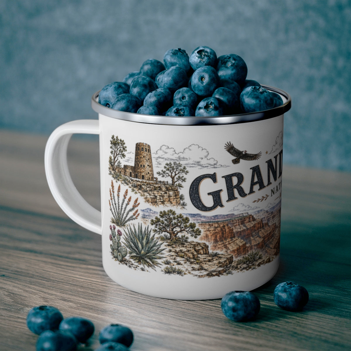 Grand Canyon National Park enamel camping mug outdoor lifestyle scene