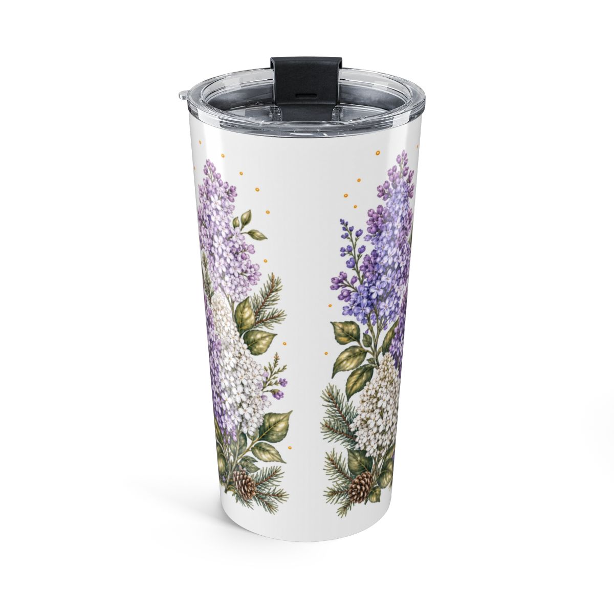 Idaho State Flower Tumbler | Syringa Botanical Travel Cup | 20oz Stainless Steel Gift — back