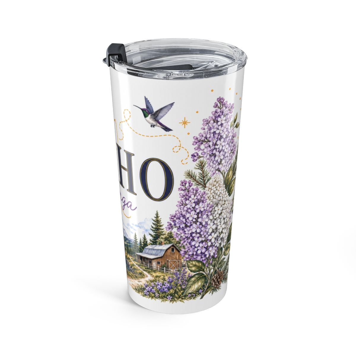 Idaho State Flower Tumbler | Syringa Botanical Travel Cup | 20oz Stainless Steel Gift — right