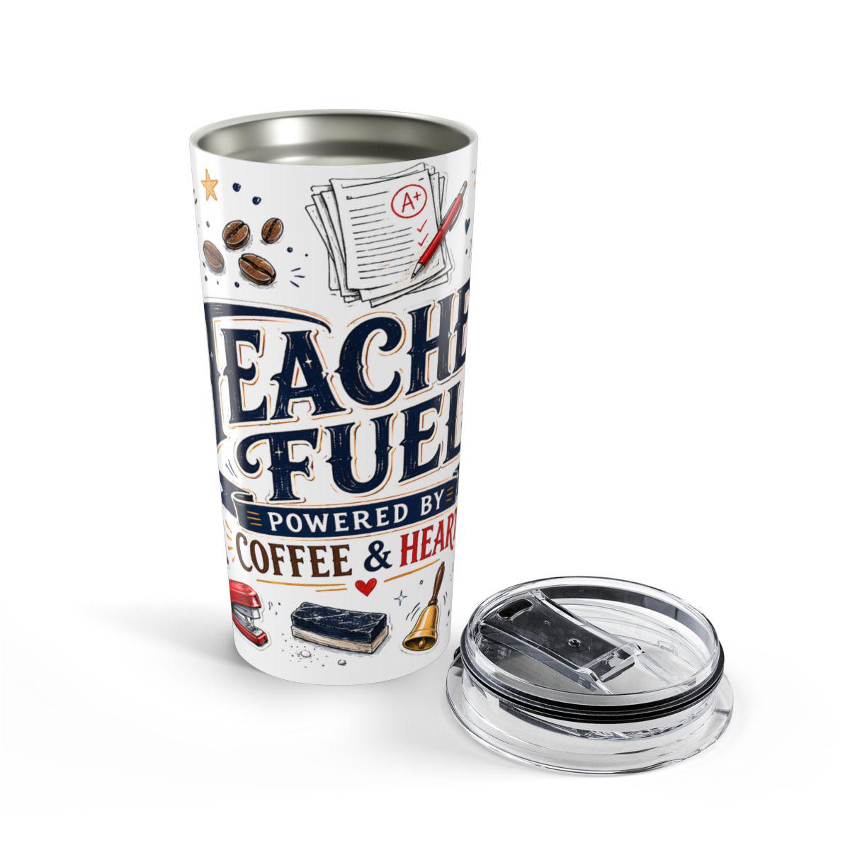 Teacher Fuel 20oz Tumbler | Powered by Coffee and Wine Funny Gift | Insulated Stainless Steel Travel Cup