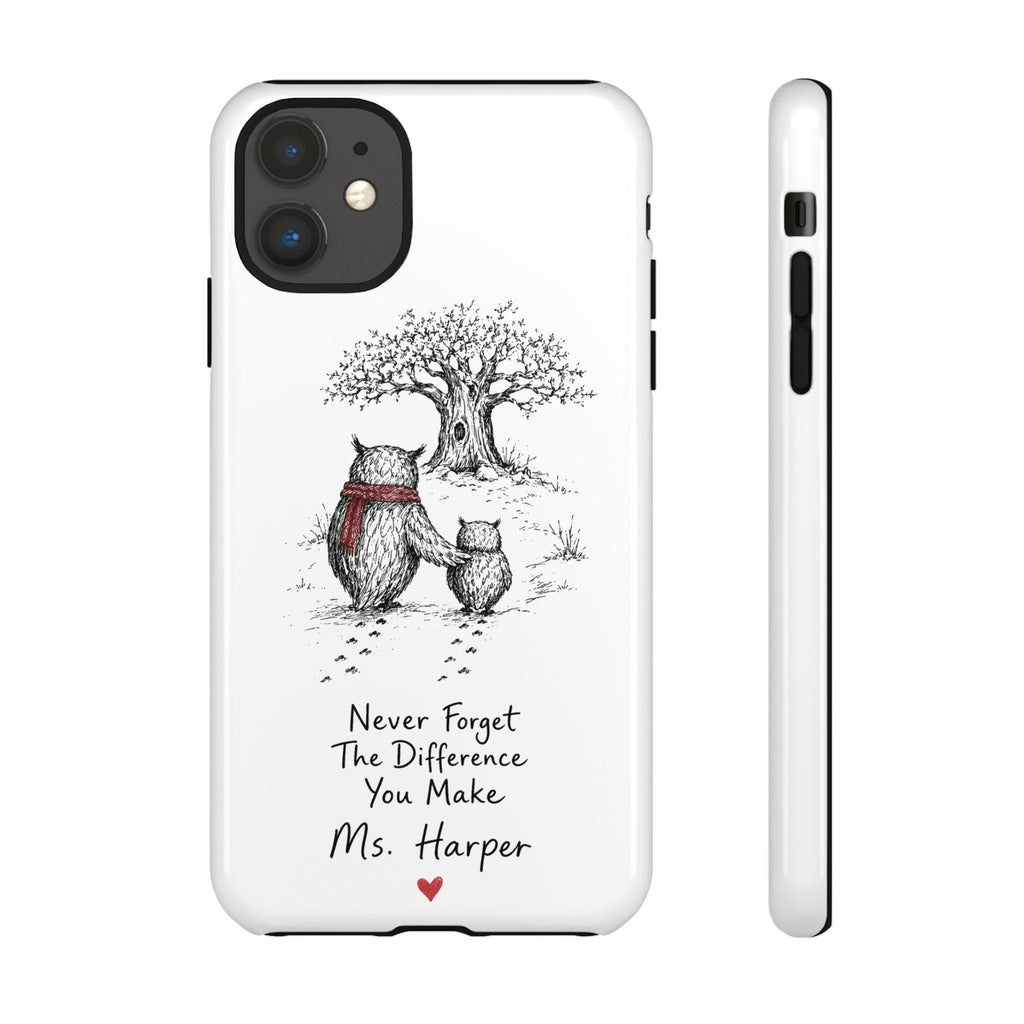 Personalized Never Forget Difference You Make Phone Case, Custom Name Teacher Gift, Appreciation - image 1