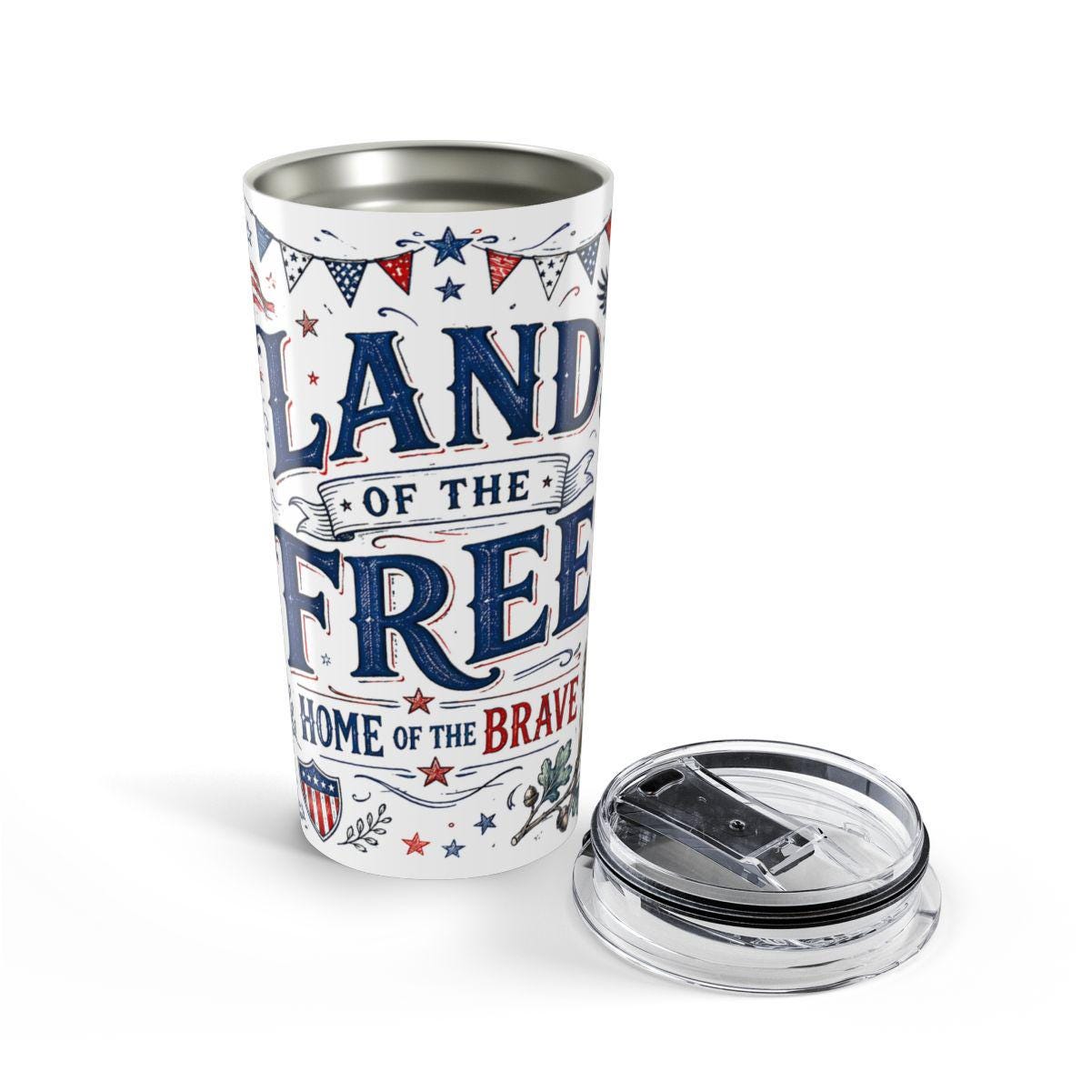 Land of the Free 20oz Tumbler | Home of the Brave 4th of July Gift | Insulated Stainless Steel Travel Cup