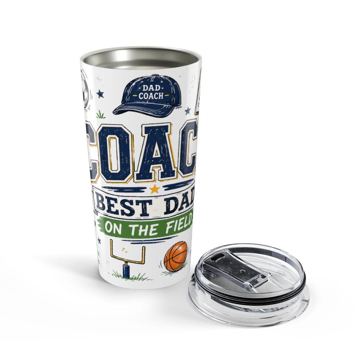 Coach Best Dad On The Field 20oz Tumbler | Father's Day Gift for Dad | Insulated Stainless Steel Travel Cup