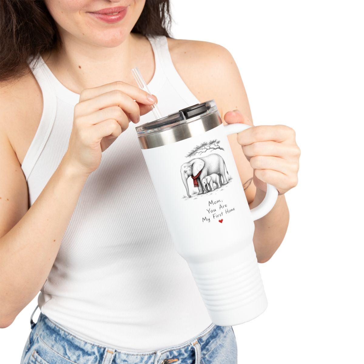 Elephant Mom 40oz Tumbler | First Home Mother's Day Gift | Insulated Travel Mug
