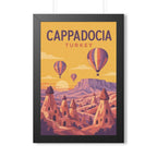 Cappadocia Turkey Framed Poster | Vintage Travel Wall Art | Black Walnut White Frame | 16x24 20x30