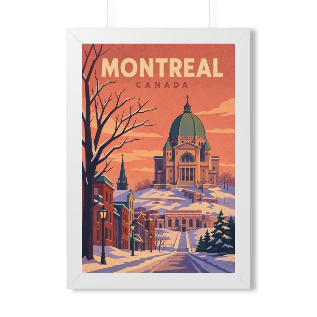 Montréal Canada Framed Poster | Vintage Travel Wall Art | Black Walnut White Frame | 16x24 20x30