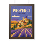Provence France Framed Poster | Vintage Travel Wall Art | Black Walnut White Frame | 16x24 20x30