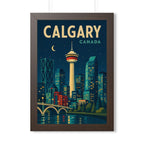 Calgary Canada Framed Poster | Vintage Travel Wall Art | Black Walnut White Frame | 16x24 20x30