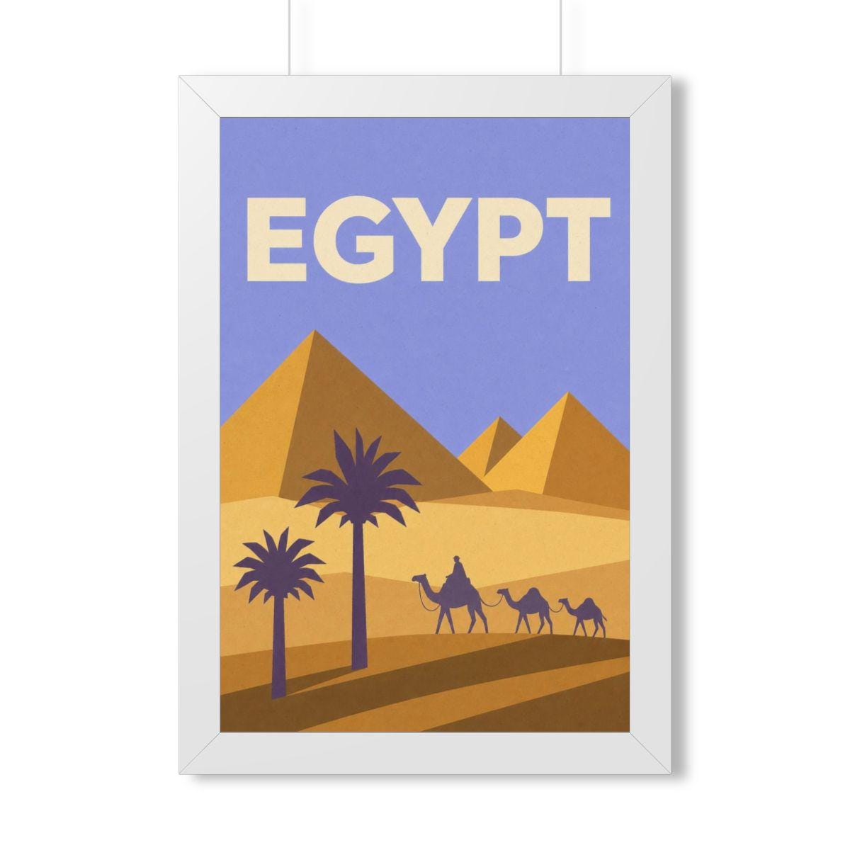 Egypt Pyramids Egypt Framed Poster | Vintage Travel Wall Art | Black Walnut White Frame | 16x24 20x30
