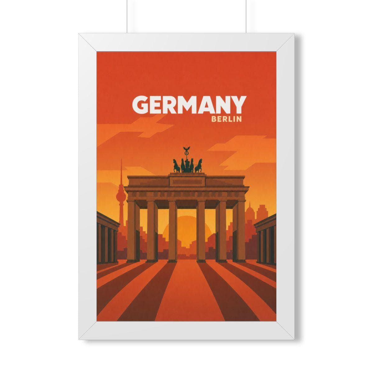 Berlin Germany Framed Poster | Vintage Travel Wall Art | Black Walnut White Frame | 16x24 20x30