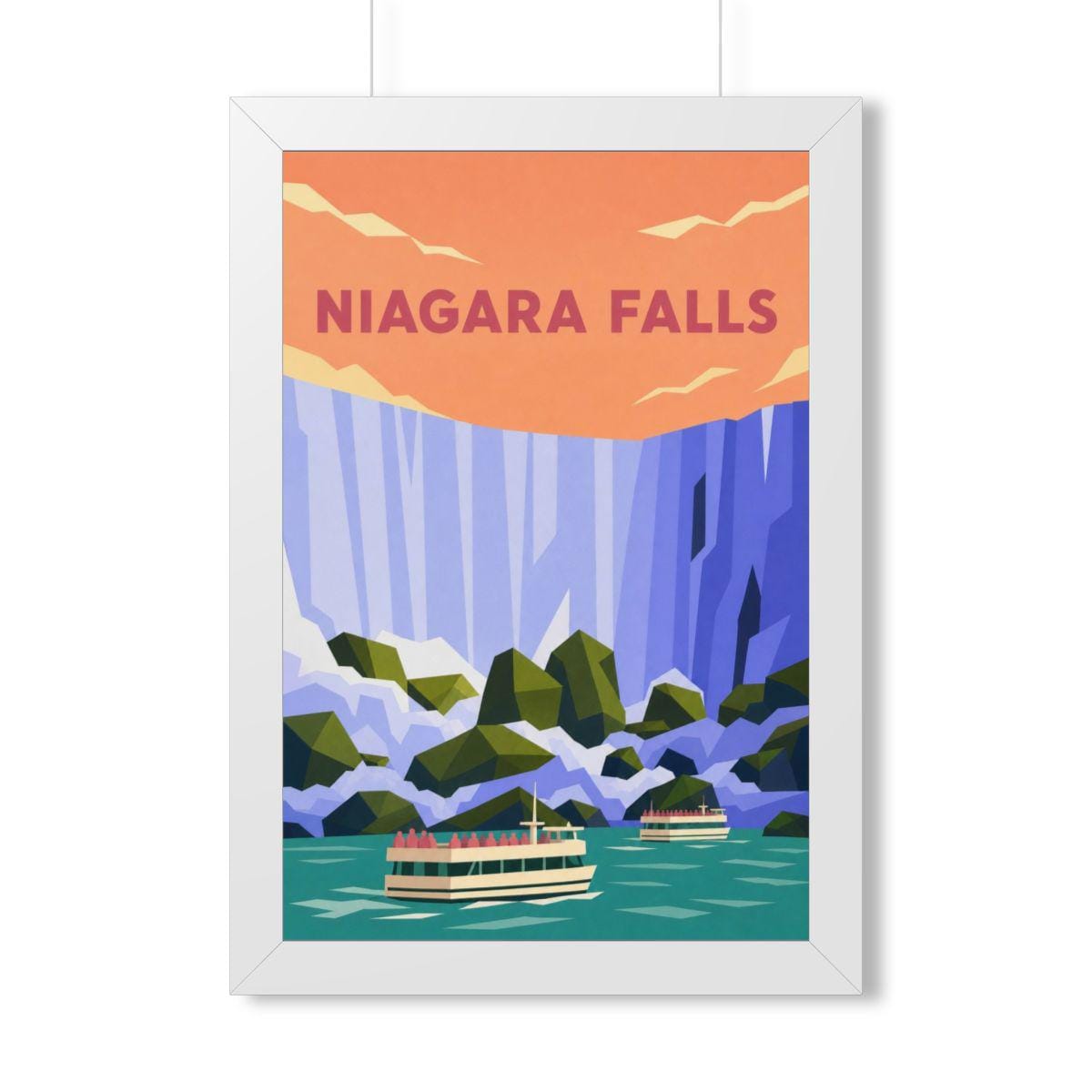 Niagara Falls Canada Framed Poster | Vintage Travel Wall Art | Black Walnut White Frame | 16x24 20x30