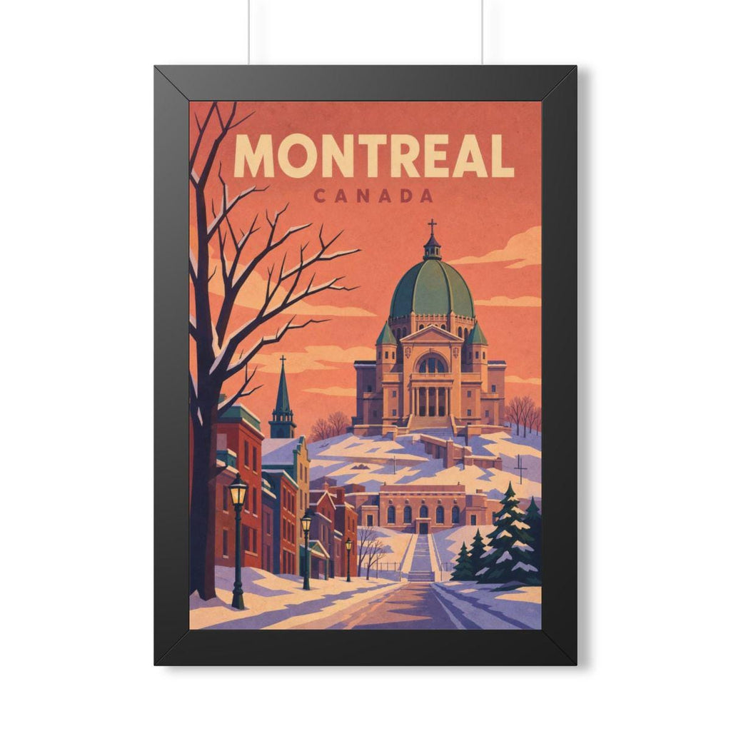 Montréal Canada Framed Poster | Vintage Travel Wall Art | Black Walnut White Frame | 16x24 20x30