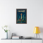 Calgary Canada Framed Poster | Vintage Travel Wall Art | Black Walnut White Frame | 16x24 20x30