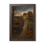 Vintage Thanksgiving Homecoming Framed Print, Horse Wagon Farmhouse Wall Art
