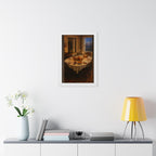 Vintage Thanksgiving Dinner Framed Print, Candlelit Table Wall Art