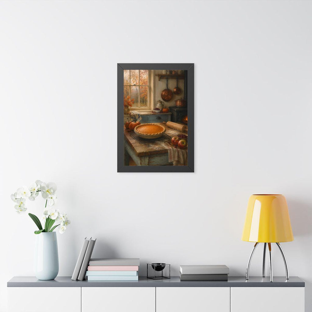 Vintage Thanksgiving Kitchen Framed Print, Pumpkin Pie Wall Art