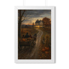 Vintage Thanksgiving Homecoming Framed Print, Horse Wagon Farmhouse Wall Art