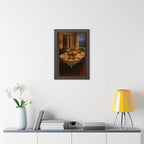 Vintage Thanksgiving Dinner Framed Print, Candlelit Table Wall Art