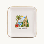 San Diego Ceramic Ring Dish, Gold Rim Trinket Tray, Jewelry Holder Gift, Five Shape Options